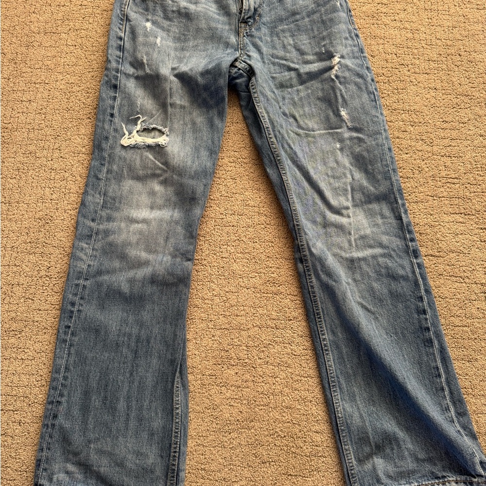 Men's Distressed Blue Jeans